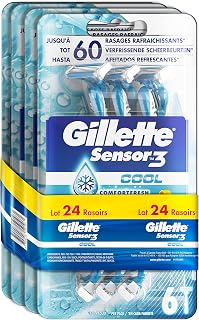 Sensor3 Cool Men's Disposable Shaver, Plastic, White, Blue, 6 Count (Pack of 4) - Image 1
