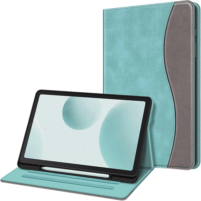 FINTIE Case for Samsung Galaxy Tab S6 Lite 10.4 Inch 2024/2022/2020 – Multi-Position Case Cover with Front Pocket and Auto Sleep/Wake Function, Denim Turquoise - Image 1