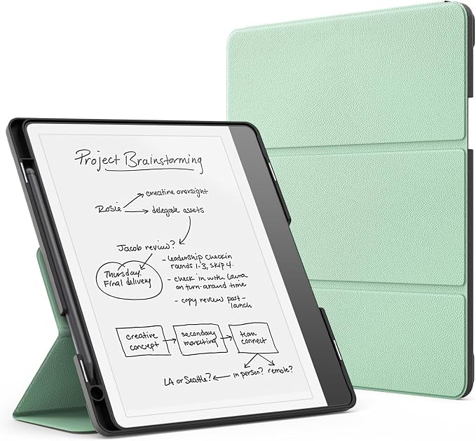 MoKo Stand Case for Kindle Scribe (Model 2024/2022) Premium Leather Case with Pen Holder, Auto Sleep/Wake for Amazon Kindle Scribe 2024 10.2 inch, Agave Green - Image 1