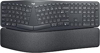 Logitech Ergo K860 Clavier Ergonomique sans Fil - en Deux Parties, Repose Poignet, Frappe Naturelle, Bluetooth Et Connectivité USB, Compatible avec PC & Mac, Clavier Français AZERTY - Gris - Image 1