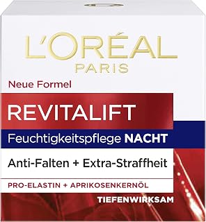 L'Oréal Paris Soin hydratant de nuit pour femme : assure un teint plus ferme et atténue les rides et renforce la barrière protectrice de la peau pendant la nuit avec Pro-élastine et huile de noyau - Image 1
