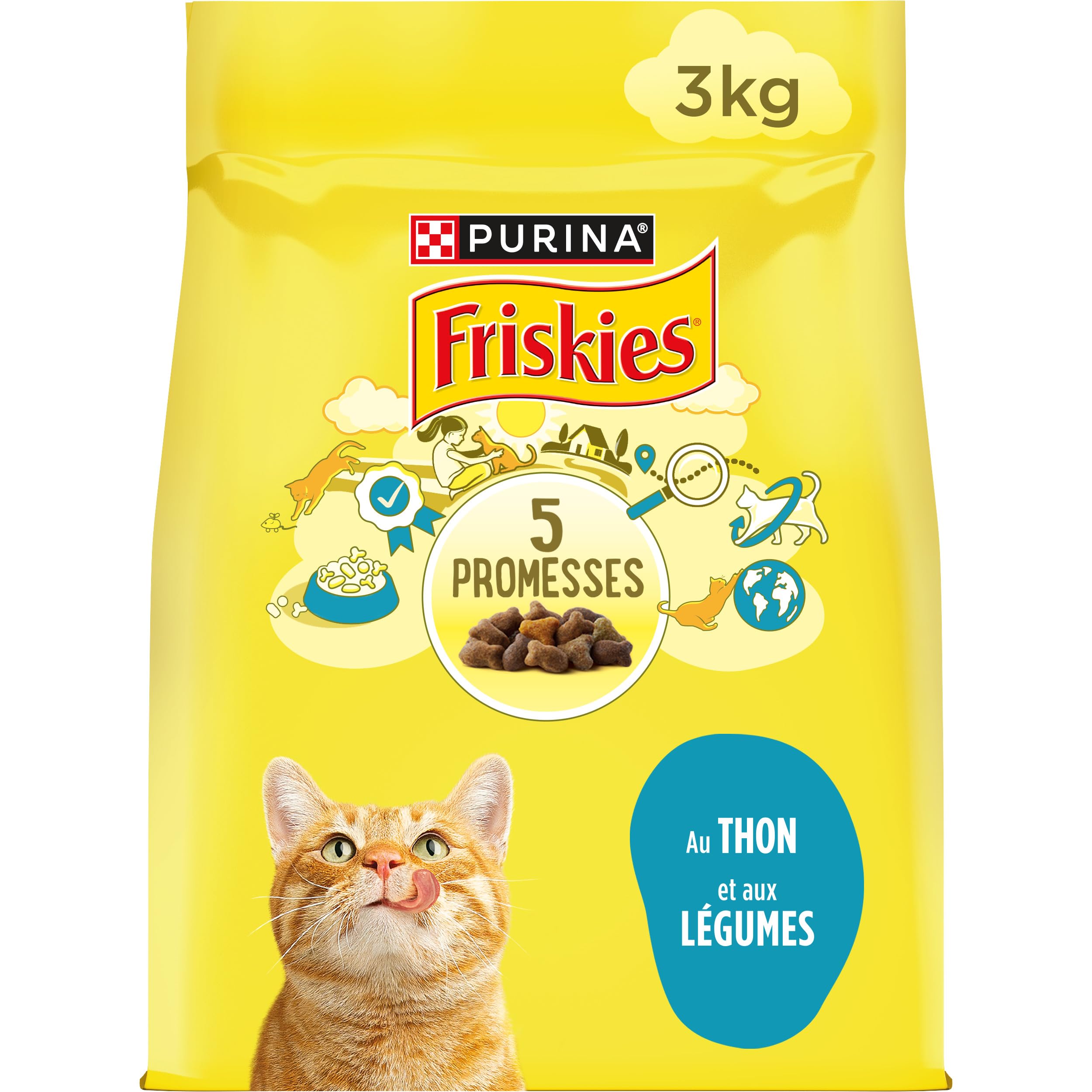 FRISKIES | Cat | Complete Dry Food for Adult Cats | Tuna and Vegetables | Complete Food Rich in Vitamins and Minerals | Bag | 3 kg - Image 1