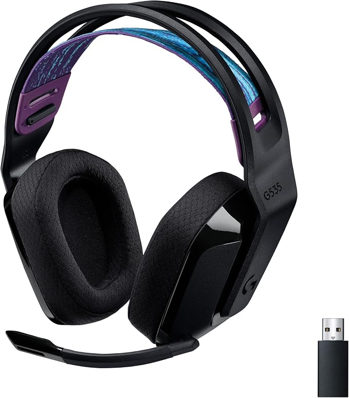 Logitech G 535 Lightspeed Wireless Gaming Headset - Lightweight Over-Ear Headphones with Mic with Flip-Up Mute Function, Stereo, Compatible with PC, PS4, PS5, USB Rechargeable - Black - Image 1