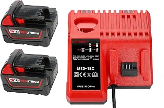 2 pièces 18V 5.0Ah Batterie d'outil pour Milwaukee M18 48-11-1828 48-11-1840 C18B M18BX Li18 M18B4 M18 XC avec Milwaukee Chargeur M12 M18 - Image 1