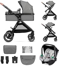 Kinderkraft ESME 3 in 1 Stroller with Mink PRO I-Size Baby Carrier, Travel System, Baby Stroller, Foldable Stroller, Newborn Up to 4 Years, Grey - Image 1