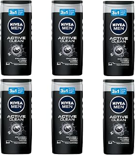 Nivea Men Active Clean Lot de 6 shampoings gel douche pour homme - Image 1