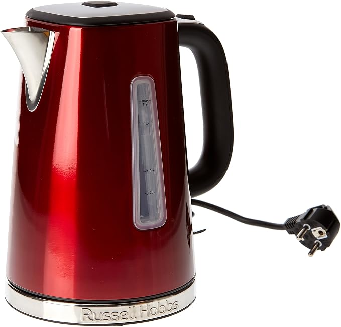 Russell Hobbs Electric Kettle [Powerful & Modern] Luna Stainless Steel Red (1.7L, 2400W, Fast Boiling, Removable Anti-Limescale Filter, Precise Pouring Spout, Automatic Lid Opening) 23210-70 - Image 1