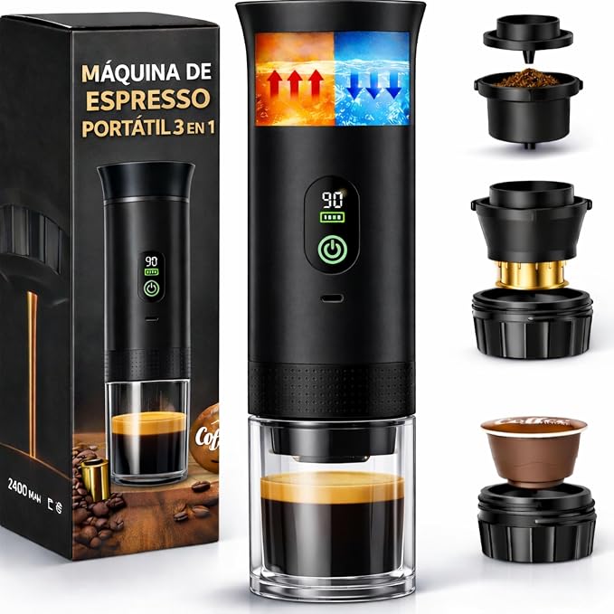 Portable Capsule Coffee Maker Compatible with Nespresso Dolce Gusto and Ground Coffee - 2026 Upgraded Version Coffe Machine - Universal Portable Coffee Maker with LED Display and More Capacity - Image 1