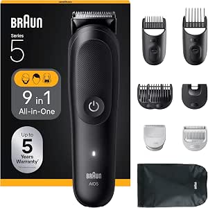 Braun Series 5 All-in-One Clipper, 9-in-1, Ultra Sharp Blade, 120 Min Runtime, SkinGuard Body Protection, Precise and Efficient Cut, Convenient AquaGrip Handle Underwater, AIO5540, Black - Image 1