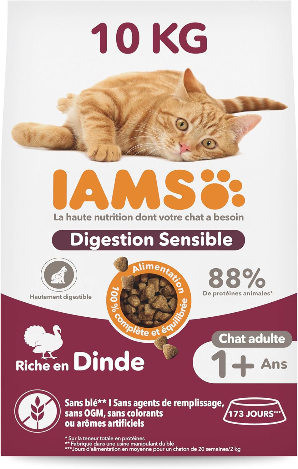 IAMS Advanced Nutrition Adult Cat Sensitive Digestion Dry Food - Turkey - 10 kg - Image 1