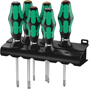 Wera 335/350/355/6 05105622001 Kraftform Plus Lasertip Screwdriver Set + Rack 6-Piece - Image 1
