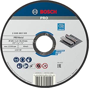 Bosch Accessories 2608603165 Standard Flat Hub Cutting Disc for Metal A 60 T BF 125 mm 22.23 mm 1.6 mm Grey - Image 1