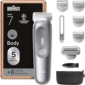 Braun Series 7 BG7555 Men's Electric Body Trimmer Waterproof Set with 8 Shaving Tools, 4 Combs Including For Intimate Areas and Sensitive Skin, Sensitive Trim Accessory - Image 1