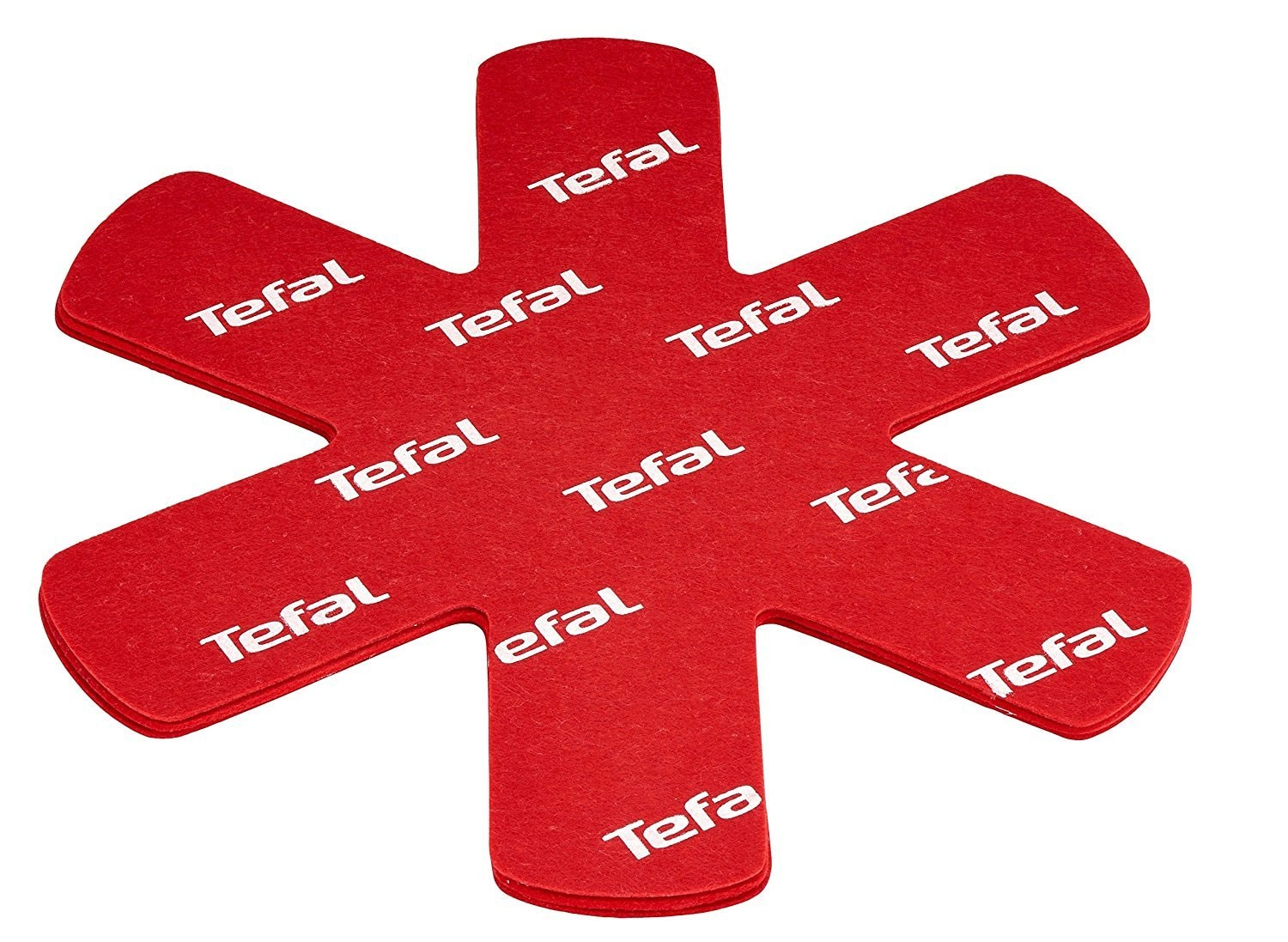 4 x Tefal K2203004 Frying Pan Protectors Prevents Scratches Extends the Life of Your Pans and Saucepans Woks Soft Felt Material 38 cm Red - Image 1