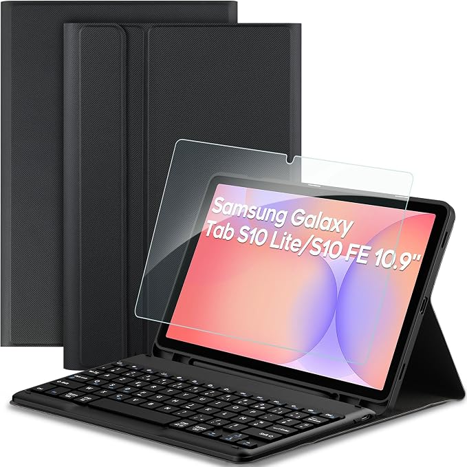 EasyAcc Keyboard Case for Samsung Galaxy Tab S10 Lite 5G / S10 FE / S9 FE / S9 10.9" / 11" (2025/2023) with Screen Protector, [AZERTY] Removable Keyboard Protective Case with Pen Holder, Black - Image 1
