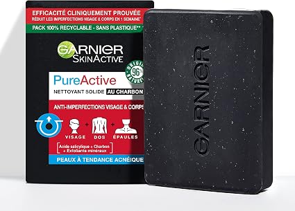 Garnier Pure Active Solid Cleaner with Charcoal and Salicylic Acid - Anti-Blemish - 100 g - Image 1