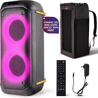 160W Compact PA Bluetooth Speaker System for Party, Dual 6.5" Speaker, Karaoke Machine with Microphone, Rechargeable Battery, USB/SD/BT/FM Radio, TWS Function and Party Lights - Image 1