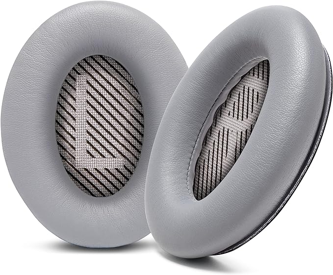 WC Wicked Cushions Upgraded Earpads for Bose QC35 & QC35ii (QuietComfort 35) Headphones - Soft Leather, Luxurious Memory Foam, Increased Thickness, Increased Durability | Silver - Image 1