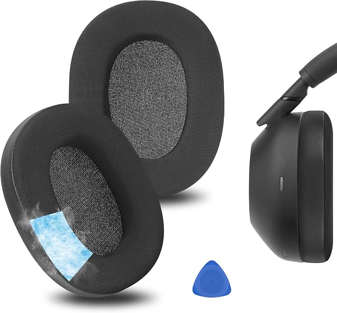 Geekria Replacement Cooling Gel Ear Pads Cushion Pads for Sony WH-1000XM6 Headphones (Black) - Image 1