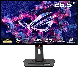ASUS ROG Strix OLED XG27AQDMG - 27 inch WQHD Gaming Monitor - 240 Hz, 0.03ms GtG, G-Sync, FreeSync, AdaptiveSync, DisplayHDR 400 TB - 10-bit OLED, 16:9, 2560x1440, DP 1.4 DSC, HDMI, USB Hub, Ergo - Image 1