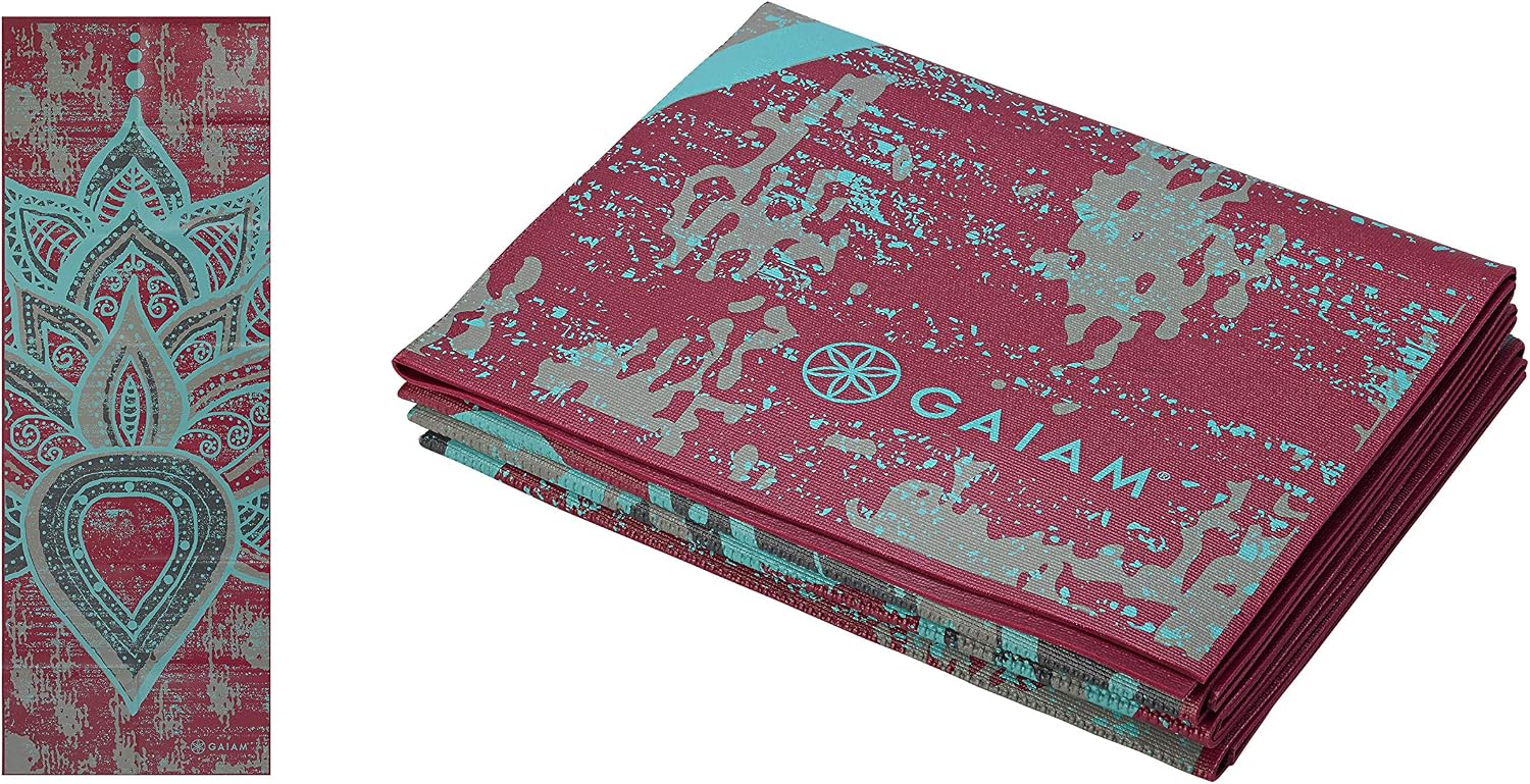 Gaiam Yoga Mat – Folding Travel Fitness & Exercise Mat – Foldable Yoga Mat for All Types of Yoga, Pilates & Floor Workouts (68"L x 24"W x 2mm Thick) - Image 1
