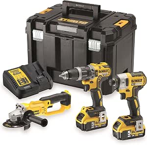 DEWALT - 3 Tool Kit Drill Impact Driver, Grinder and Impact Driver, 2x 5Ah Battery, 18V, DCK383P2T-QW - Image 1