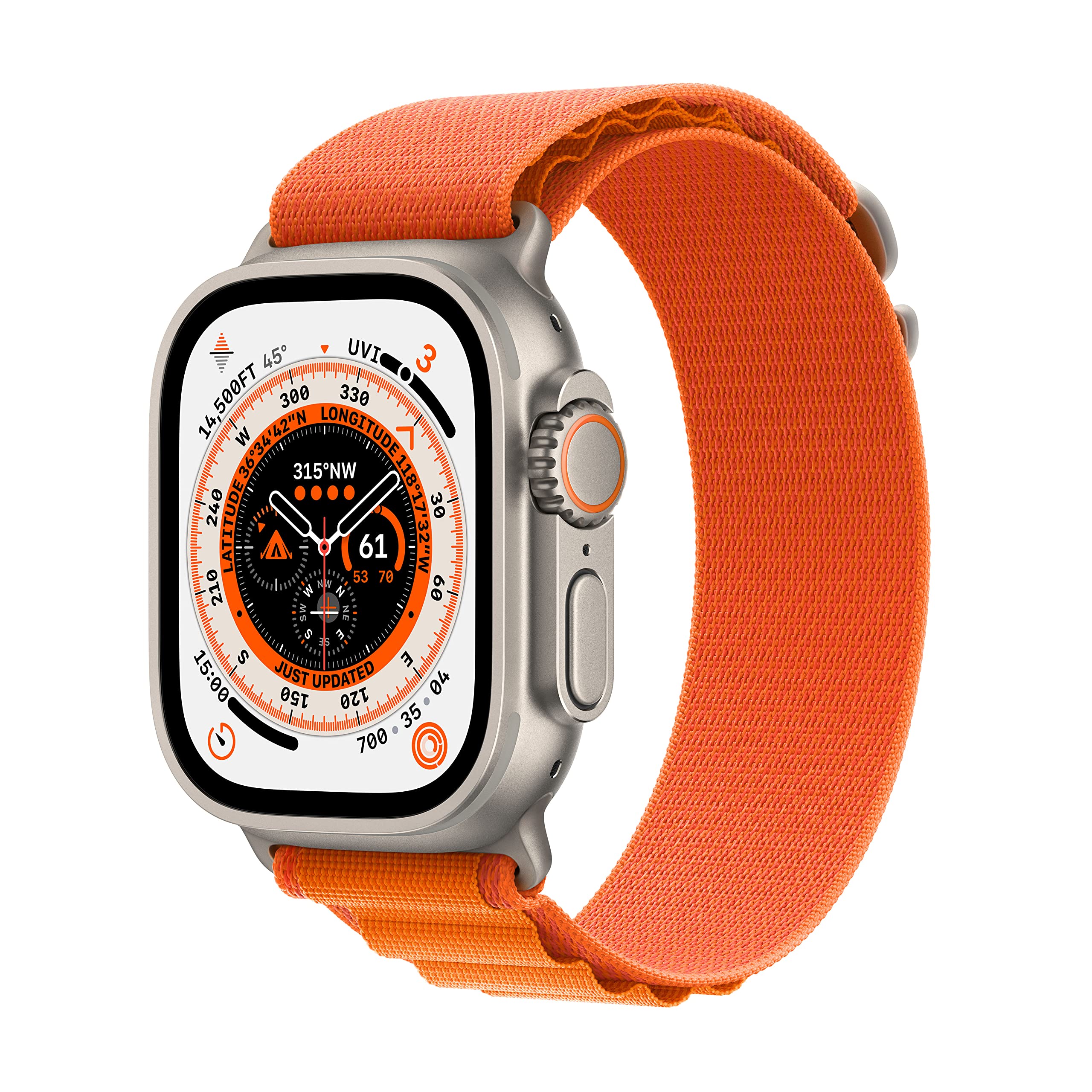 Apple Watch Ultra (GPS + Cellular, 49mm) Titanium Case with Orange Alpine Buckle - Small (Refurbished) - Image 1