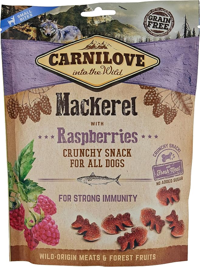 Crunchy Snack Carnilove Mackerel & Raspberry Dog 200g - Image 1
