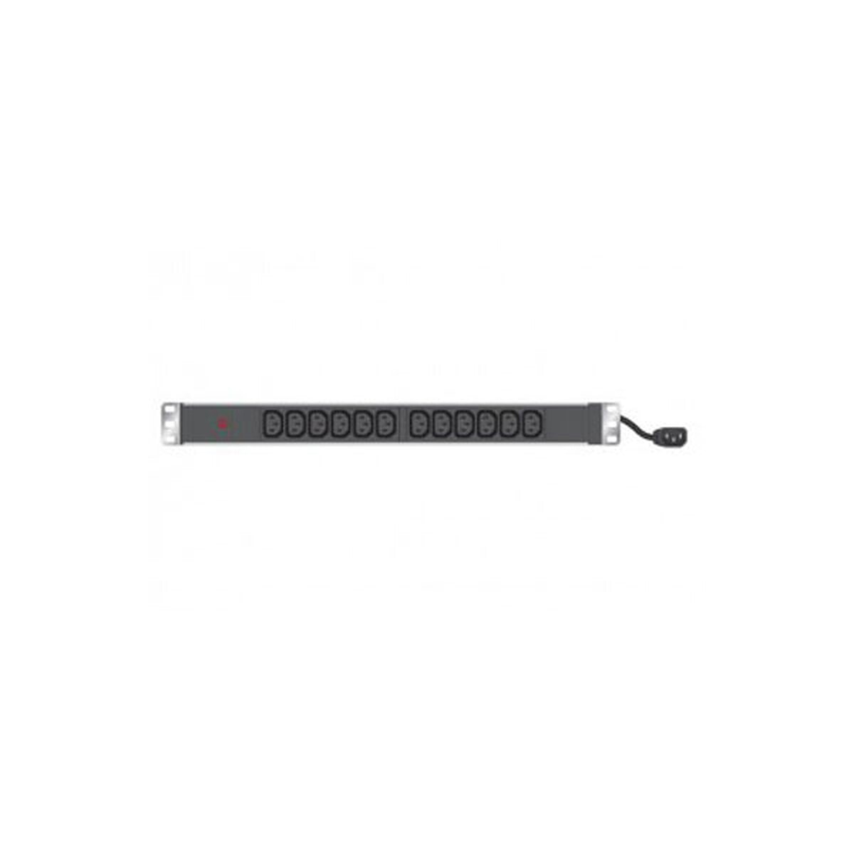 Multiprise rackable pour armoire réseau - longueur 19'' - hauteur 1U  - 12 prises IEC C13 - fiche IEC C14 - voyant lumineux - Image 1