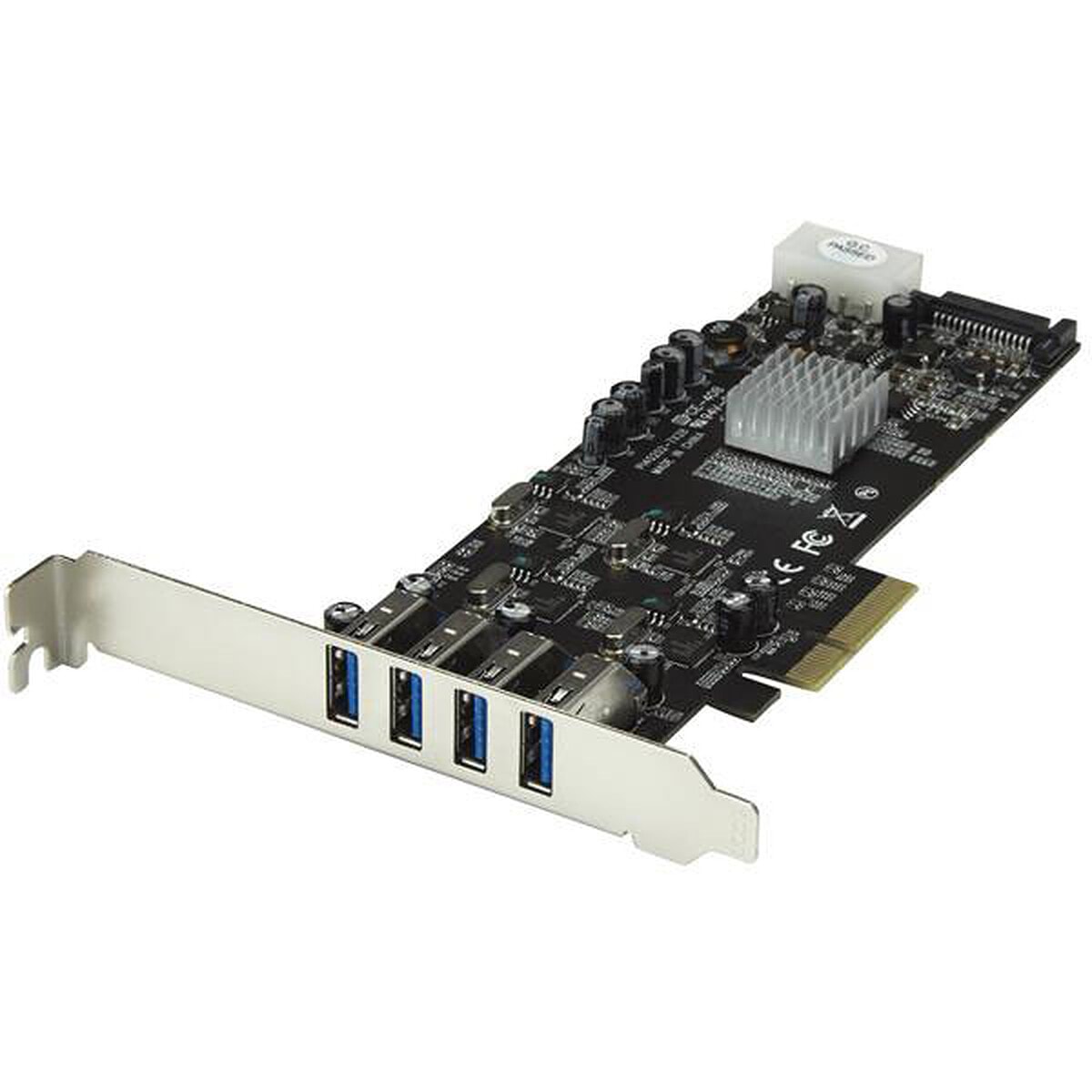 StarTech.com Carte contrôleur PCI-E (4 ports USB 3.0 Type-A - SATA / LP4) - Image 1