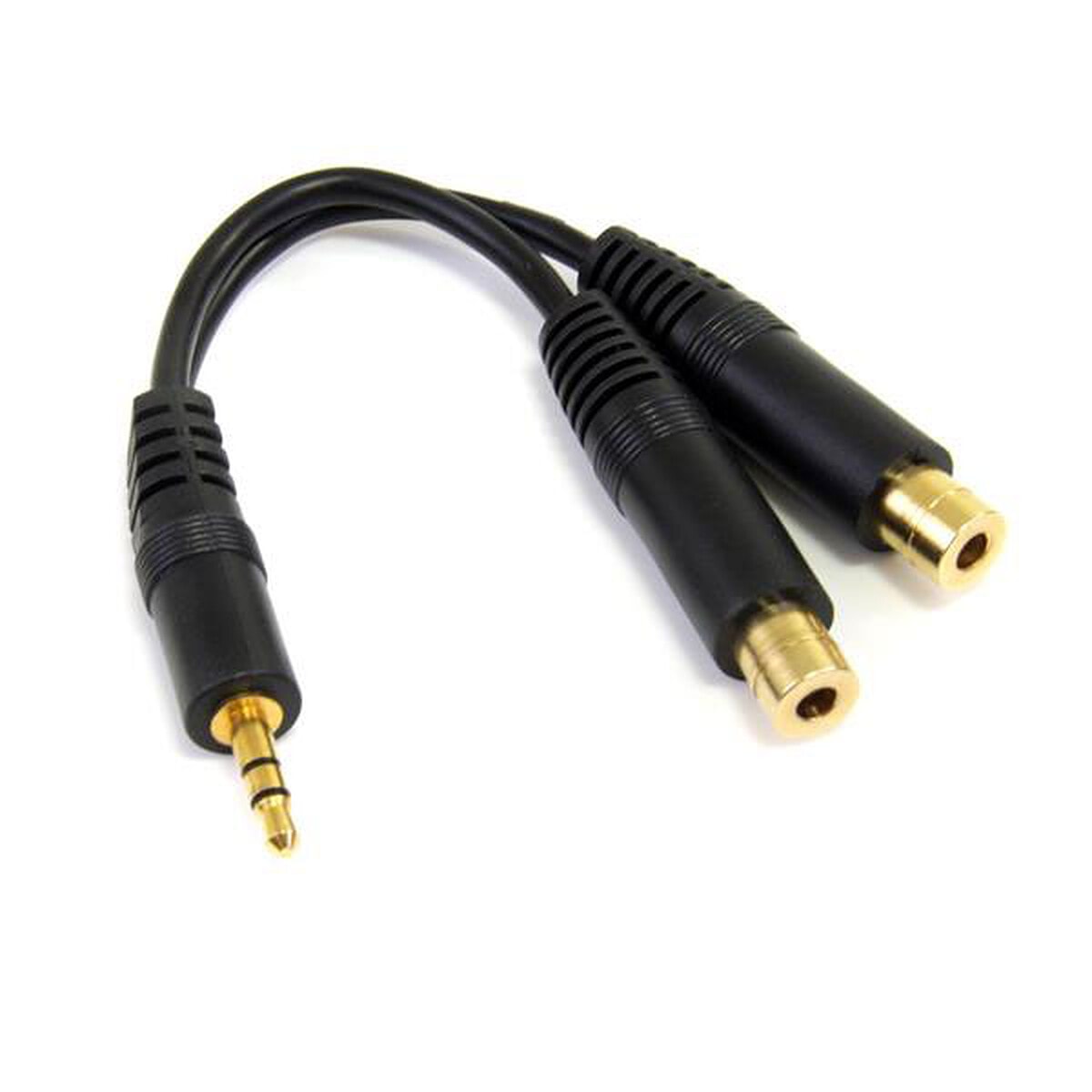 StarTech.com Câble répartiteur stéréo/dédoubleur Jack 3.5 mm avec connecteurs blindés dorés - M/F - 15 cm - Image 1