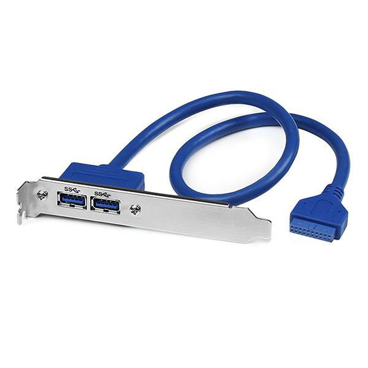 StarTech.com Câble adaptateur USB 3.0 IDC 20 broches vers plaque à 2 ports USB A encastrés - Image 1