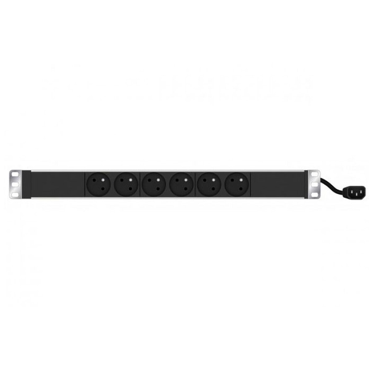 Multiprise rackable pour armoire réseau - longueur 19'' - hauteur 1U - 6 prises CEE 7/5 - fiche C14 - sécurité enfants - Image 1