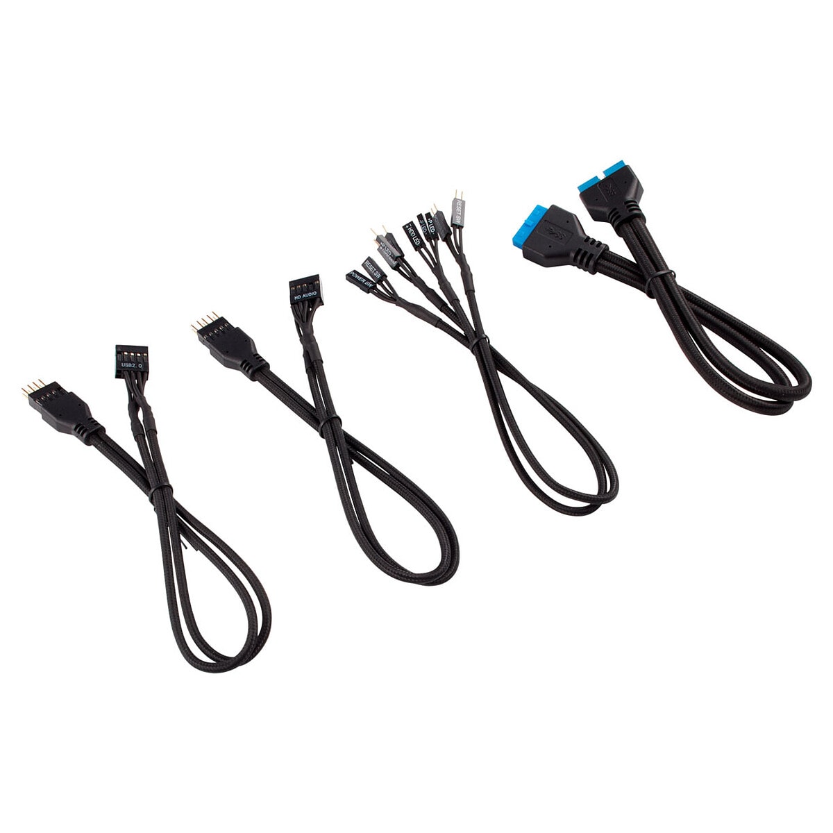 Corsair - Kit d'extension gainé pour panneau avant (30 cm) - Noir - Image 1