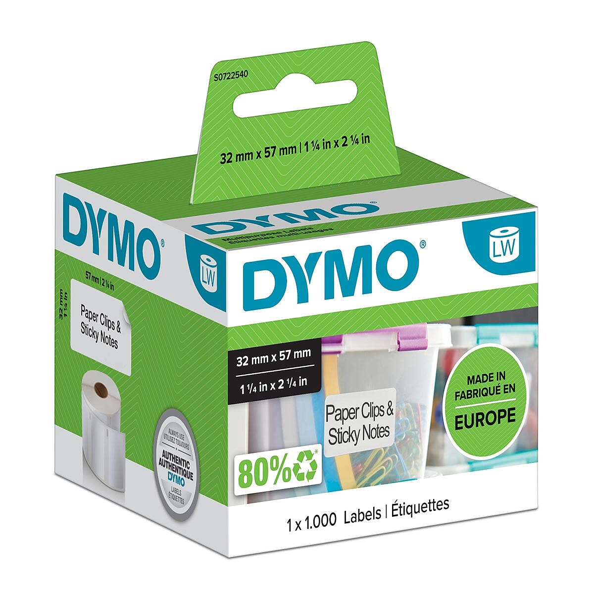 DYMO Pack de 1000 Etiquettes Multi-usage pour imprimante LabelWriter - 57 x 32 mm - Image 1