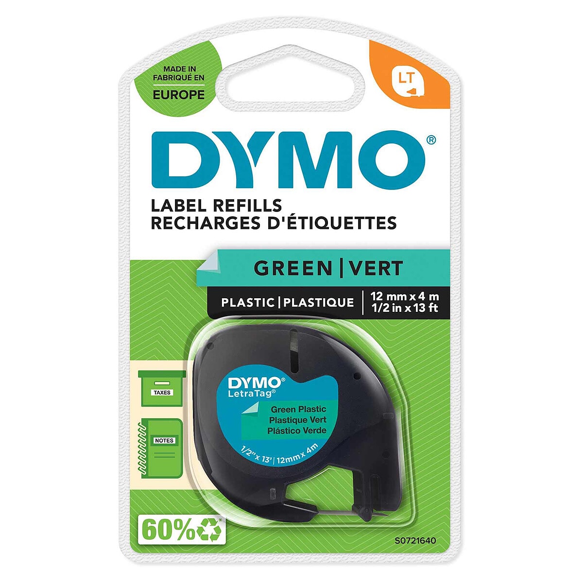 DYMO LetraTAG Ruban d'Étiquettes Noir sur Vert - Image 1