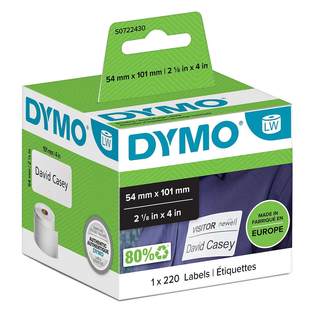 DYMO Pack de 220 étiquettes Expédition/Badge pour LabelWriter - 101 x 54 mm - Image 1