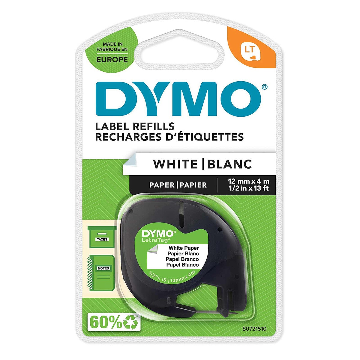 DYMO LetraTAG Ruban papier Noir/Blanc - Image 1