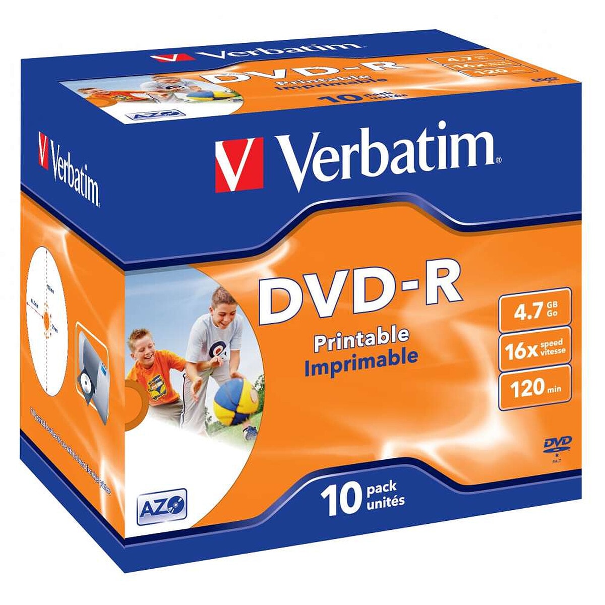 Verbatim DVD-R 4.7 Go 16x imprimable (par 10, boite) - Image 1
