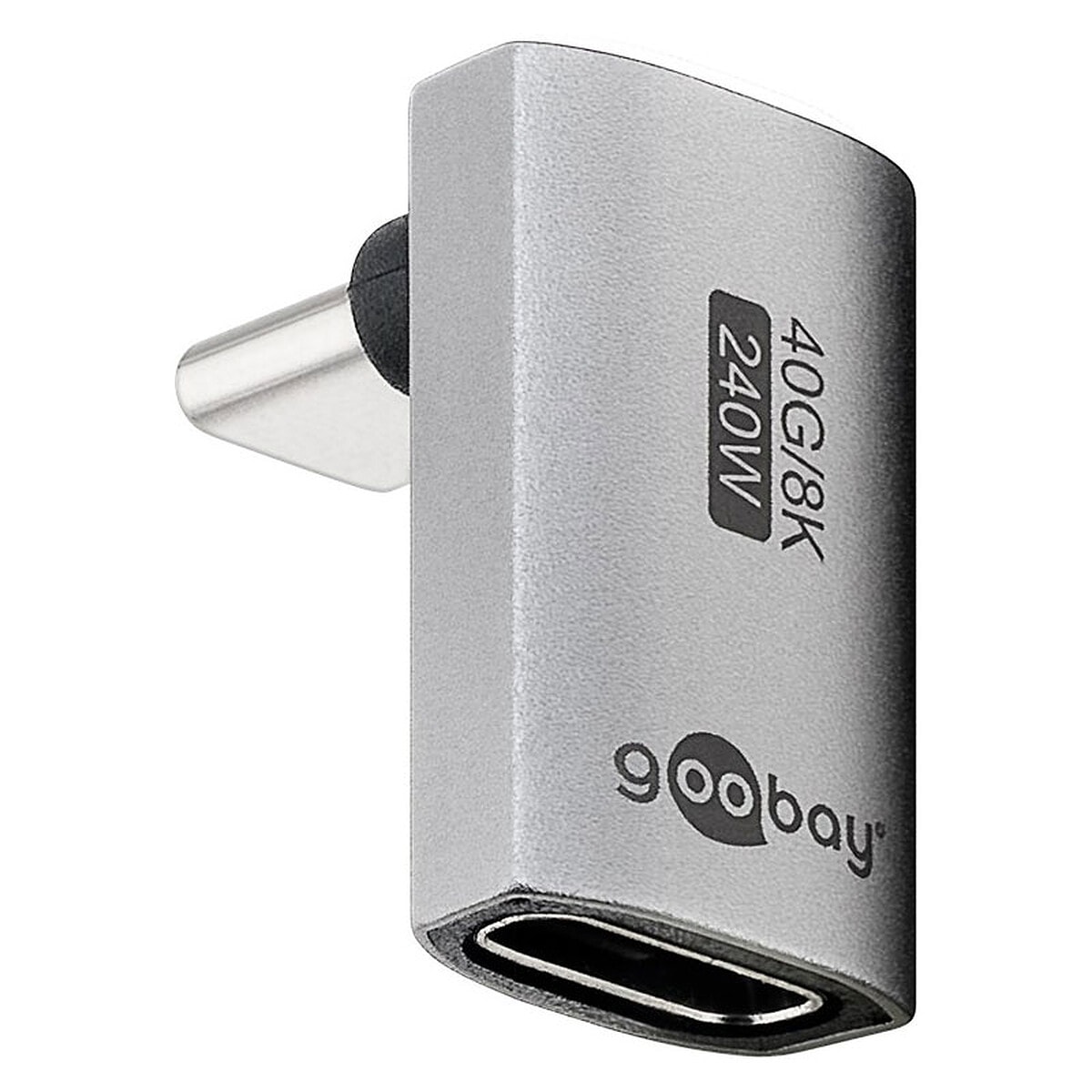 Goobay Adaptateur USB-C Mâle vers USB-C Femelle coudé à 90°, Long - Image 1