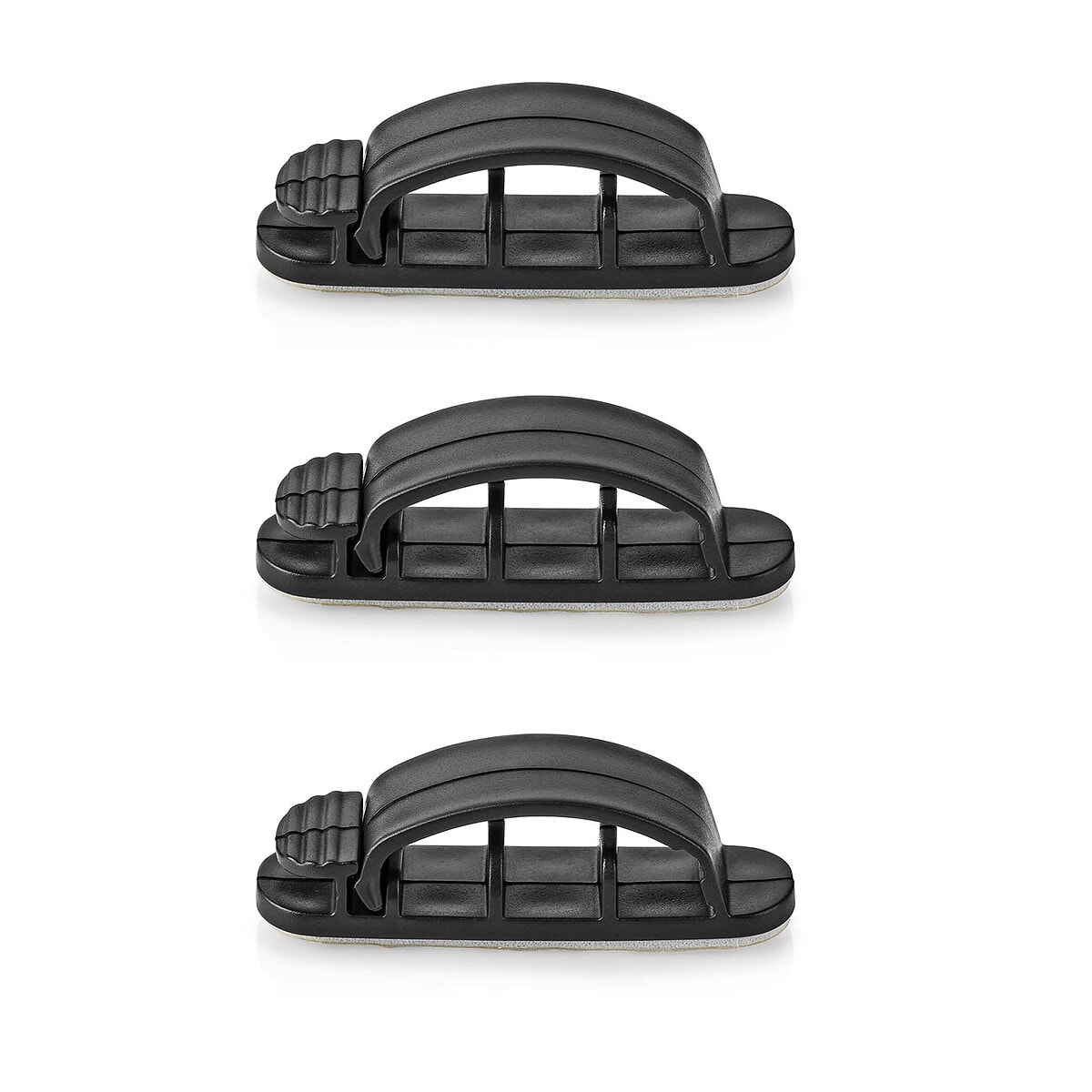 Nedis Lot de 3 Clips de câbles - 3 slots jusqu'à 7.5 mm - Noir - Image 1