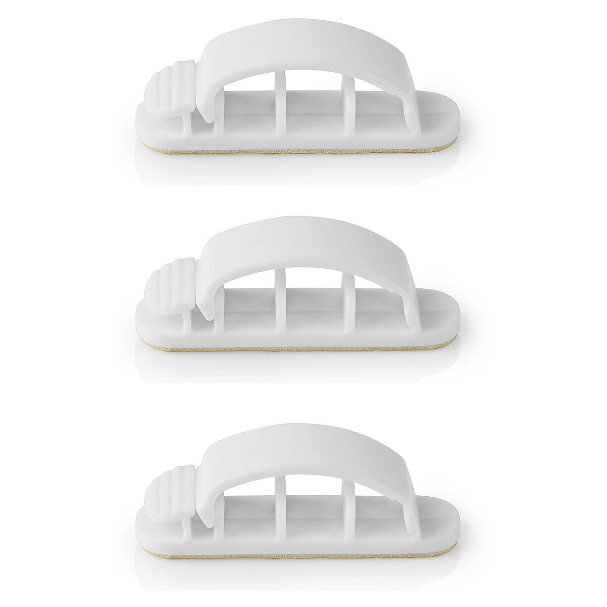 Nedis Lot de 3 Clips de câbles - 3 slots jusqu'à 7.5 mm - Blanc - Image 1