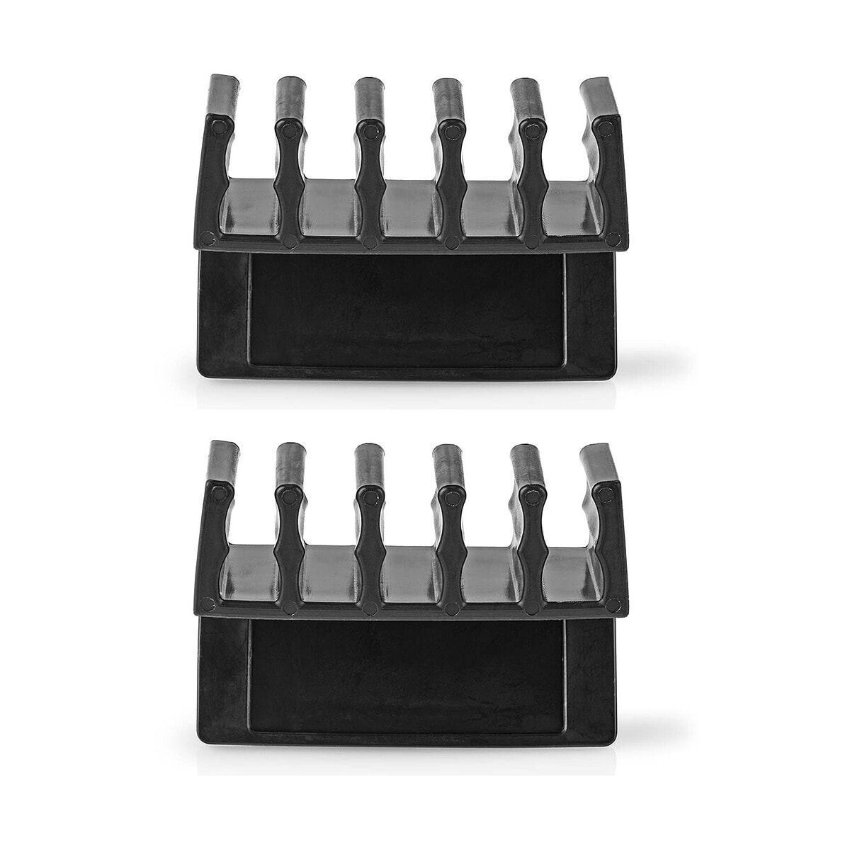 Nedis Lot de 2 Clips de câbles Click & Go - 5 slots jusqu'à 7.1 mm - Noir - Image 1