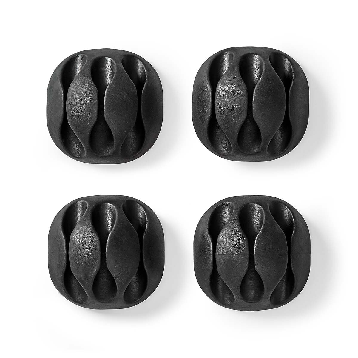 Nedis Lot de 4 Mini clips de câbles - 3 slots jusqu'à 5.3 mm - Noir - Image 1