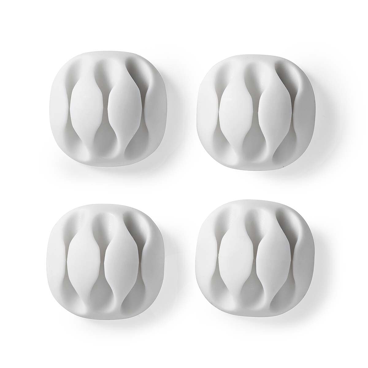 Nedis Lot de 4 Mini clips de câbles - 3 slots jusqu'à 5.3 mm - Blanc - Image 1