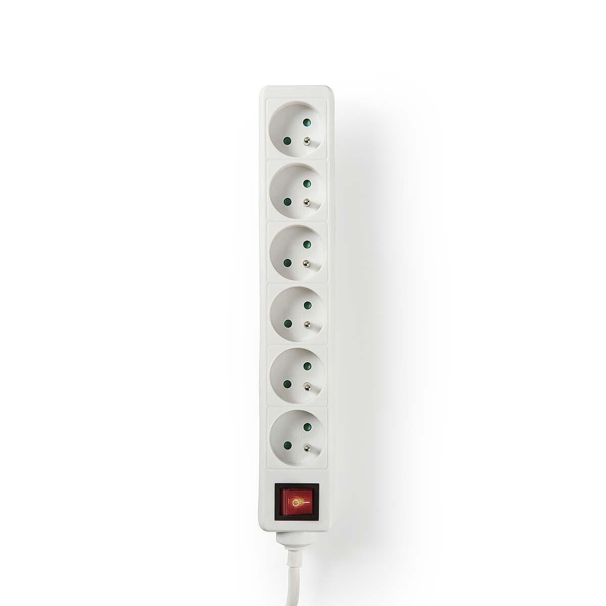 Nedis Multiprise 6 prises avec interrupteur (Blanc) - Image 1