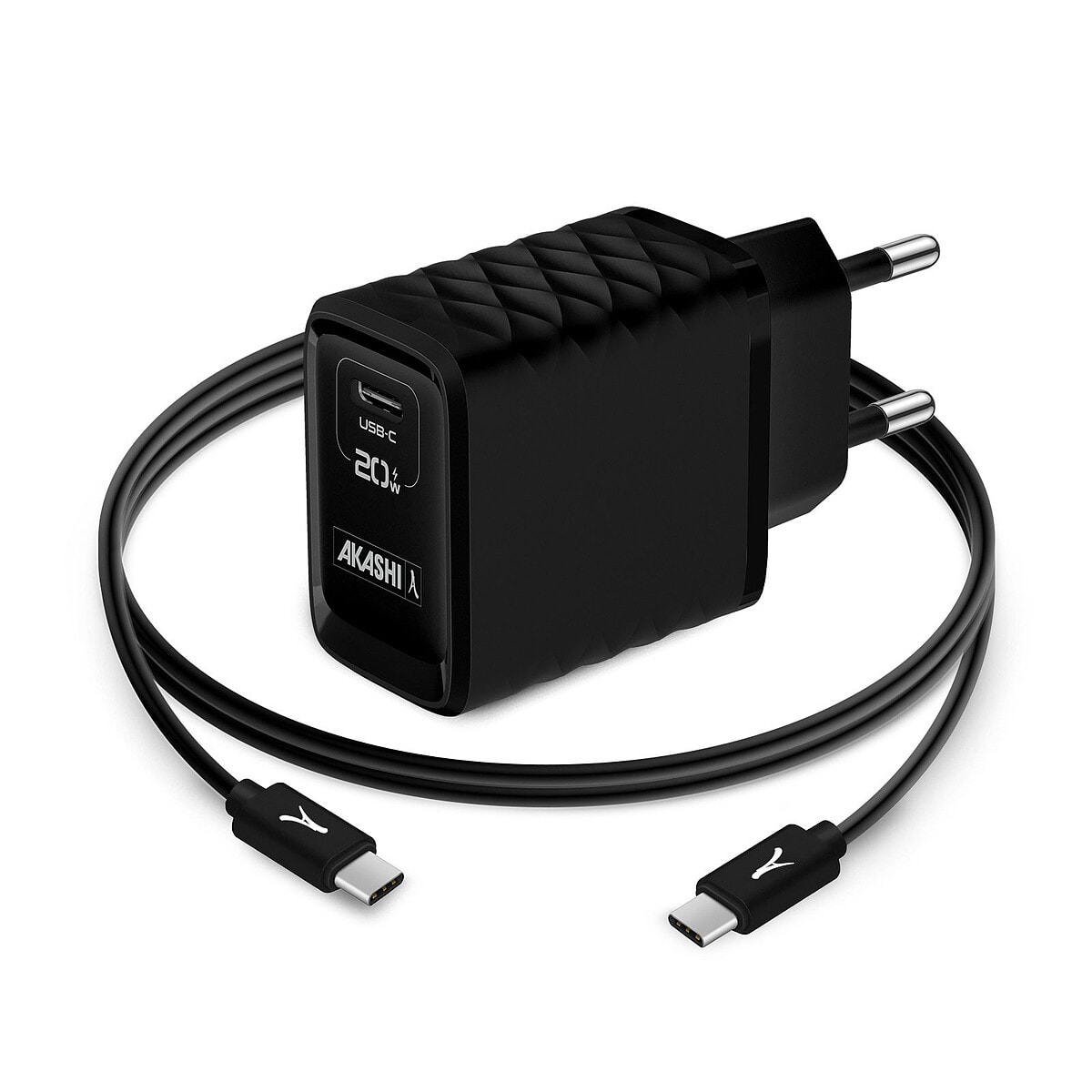 Akashi Pack Chargeur Secteur GaN 20W USB-C + Cable USB-C 1M - Image 1