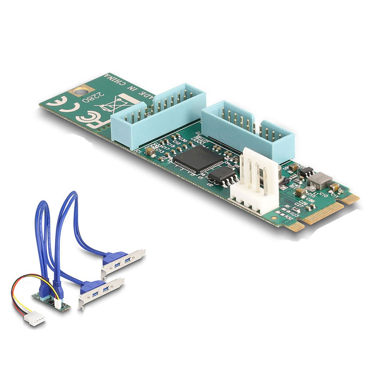 DeLock Adaptateur M.2 Key B+M vers 4x USB 3.0 - Image 1