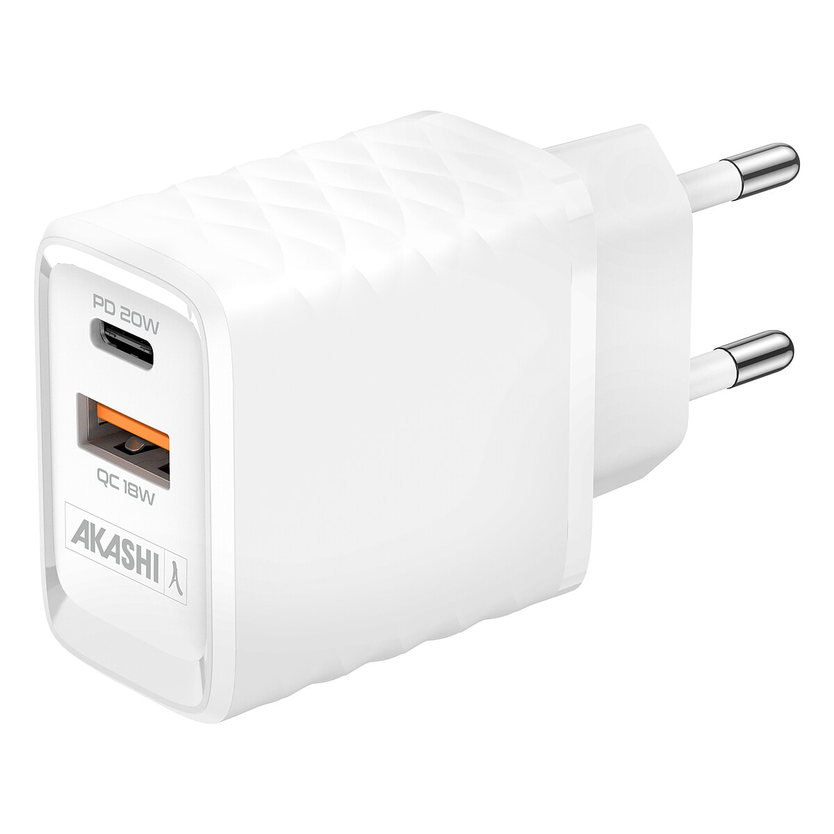 Akashi Chargeur Secteur GaN 20W USB-C + USB-A Blanc - Image 1
