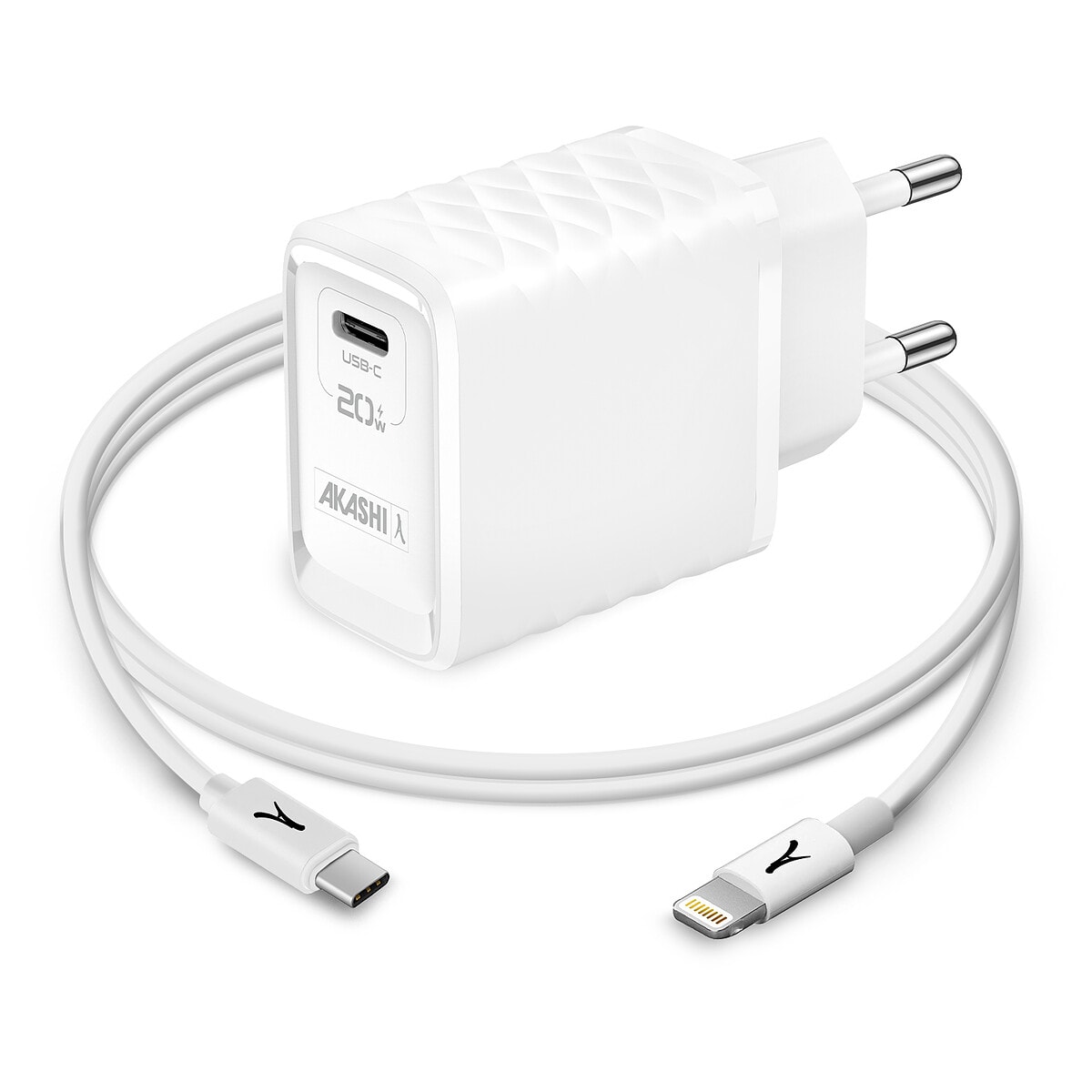 Akashi Pack Chargeur Secteur GaN 20W USB-C + Cable Lightning 1M - Image 1